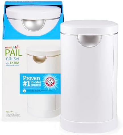 Munchkin® PAIL™ Diaper Pail Baby Registry Starter Set, Powered by Arm & Hammer, Bags, Baking Soda Cartridge Munchkin® PAIL™ Diaper Pail Baby Registry Starter Set, Powered by Arm & Hammer, Bags, Baking Soda Cartridge