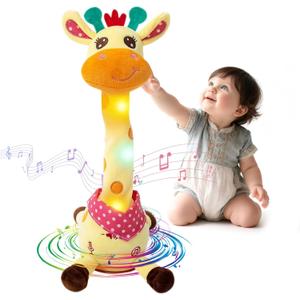 LLUKEME Dancing Giraffe Toy Stuffed Animal Baby Toys Singing Song Toddlers Toy Repeats What You Say Glowing Musical Toy for Baby Birthday Gift Groovy Giraffe Toy