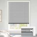 LazBlinds No Tools No Drill Cordless 1" Vinyl Mini Blinds, 100% Blackout Blinds for Indoor Windows, Room Darkening Privacy Window Blinds and Shades for Interior, 34 1/2" W x 64" H, Grey