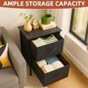 Nightstand with Fabric Bins, Bedside Furniture, Night Stand, End Table Nightstand Storage Tower Unit Organizer with 2 Fabric Bins for Living Room (Black)