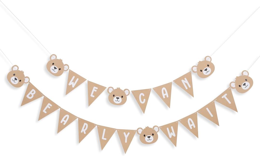 We Can Bearly Wait Banner - Bear First Party Decoration,Bear 1st Birthday Banner,Bear Gender Reveal Decorations (we can bearly wait)