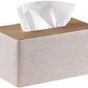 Larger Tissue Box Cover, Modern PU Leather Rectangular Facial Tissue Holder, Minimalist Tissue Organizer/Dispenser, Napkin Storage Box for Bathroom,Vanity Countertop, Nightstand, Office, Home Decor