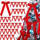 Riceshoot 30 Pcs Red Bow Valentines Decoration, 11 x 6.3 Inch Large Velvet Bows for Valentines Tree Gift Ribbon Garland Ornaments for Wreath Crafts Wedding Christmas Party