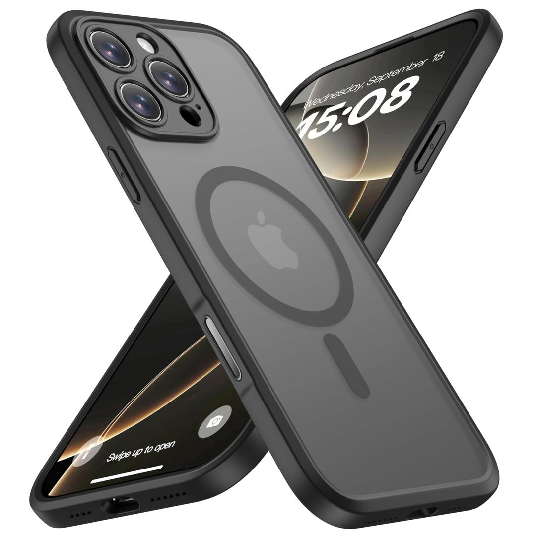 ImpactStrong Magnetic Guard for iPhone 16 Pro Case [Camera Control Button] [Camera Protection] [Military Grade Drop Tested] [Compatible with MagSafe] Slim Translucent Matte Phone Case - Black
