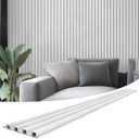 Art3d 96 x 6 Inch WPC Wood Diffuser Slat Wall Panel, 8-Pack, Matte White