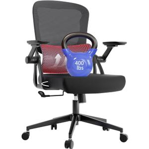 Ergonomic Office Chair - 400LB Comfy Desk Chairs with Headrest and Lumbar Back Support, Heavy Duty Mesh Computer Chairs with Wheels and Arms for Home Office, Study, Bedroom and Dorm (04black)