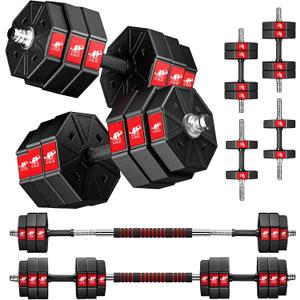 Adjustable Weights Dumbbells Set, 44Lbs 66Lbs 88Lbs 3 in 1 Adjustable Weights Dumbbells Barbell Set, Home Fitness Weight Set Gym Workout Exercise Training with Connecting Rod for Men Women