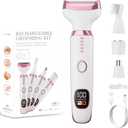 Electric Razor for Women, 4-in-1 Bikini Trimmer & Body Shaver for Nose Hair Face Eyebrow Arms Legs Armpit Underarm Pubic Area, Rechargeable Wet/Dry Painless Hair Removal