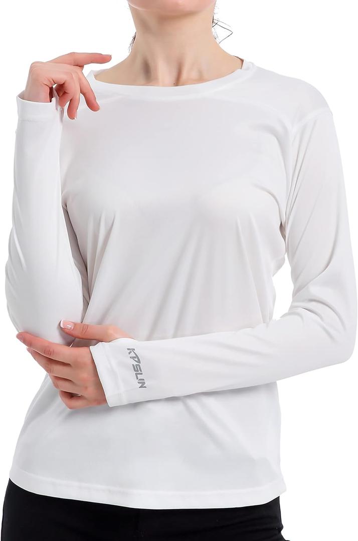Women's Sun Protection Long Sleeve Shirts | UPF 50+ UV Rash Guard Swim Shirt, Workout Hiking Running Fishing Athletic Tops (XS)