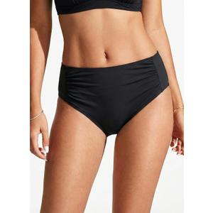 Women Full Coverage Bikini Bottoms - Mid Rise Bathing Suit Ruched Swim Bottom Swimsuit Swimwear (Small, Black)