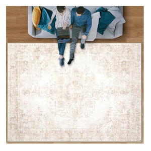 Area Rug 9x12 Vintage Rug: Large Washable Indoor Medallion Rugs Low Pile Distressed Floor Carpet Retro Accent Rug for Living Room Bedroom Kitchen Dining Table Home Office(Retro Beige, 9'x12')