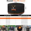 [Upgraded 1000D Heavy Duty Fabric] 36 Fire Pit Cover Round for 33- 36 Fire Pit/Tables, Waterproof Tear & Fade Resistant Firepit Cover with Buckle, Handle, Drawstring, Air Vent (36D x 20H,Black)