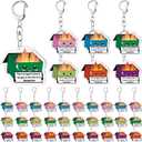 Quelay 36 Pcs Back to School Support Gifts Dumpster Fire Acrylic Keychains Teacher Christmas Employee Appreciation Gifts (Colorful)