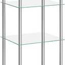HOOBRO Glass Shelf, 4 Tier Bathroom Standing Shelf Unit, Tempered Glass Shelving Stand for Small Space, Perfume Stand Organizer, Space-Saving, for Bathroom, Bedroom, Steel Frame, Silver SV04CJ01 (15" L x 11.8" W x 41.3" H)