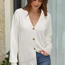 Arach&Cloz Womens Wool Blend Lightweight Spring Business Casual Cardigan Sweaters (White, XS)