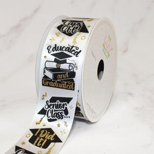 2 x LUV Ribbons Graduation 1.5" Inch Satin Ribbon, White