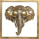 JJALIGHTS Animal Heads Wall Decor Resin Animals Sculptures Head Wall Hanging Decoration Imitation Copper vintage Wall Sculpture for Living Room Bedroom Office(Giraffe,Includes Metal Frame) 