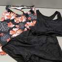 Aleumdr Womens Athletic 3 Piece Tankini Swimsuits with Shorts Swim Tank Tops with Sports Bra and Boyshorts Bathing Suits (Small, Pink Printed)