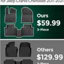 Floor Mats for Jeep Grand Cherokee: 2011-2021(Not for L), Car Accessories All Weather Floor Liners for Grand Cherokee 2011 2012 2013 2014 2015 2016 2017 2018 2019 2020 2021, Lightweight Tough XPE 3PCS