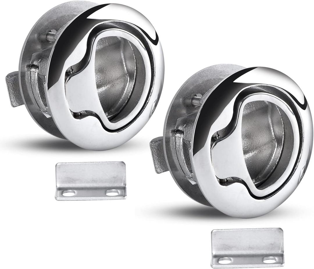 2Pcs Durable Flush Boat Hatch Stainless Steel Flush Pull Latch Lift Ring Handle Marine Locker