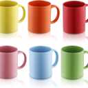 Evanda Coffee Mugs Set of 6 Pieces 12oz, Ceramic Cups with Handle for Latte, Hot Tea, Cappuccino, Mocha, Cocoa, Milk, Dishwasher Safe, Mutil Colors