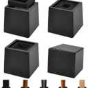 Bed Risers Heavy Duty, 4" H(Inner 3" H), 1" Raised Edge, Loading 2500 lbs, for King Queen Twin Full Bed Frame, 4 Pack Wooden Furniture Legs Risers for Couch Desk Table TV Cabinet, Black