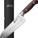 DDF iohEF Kitchen Knife 7 inch Chef Knife Professinal Santoku Knife, Japanese Stainess Steel Ultra Sharp Cooking Knife with Ergonomic Handle for Chopping Vegetable and Cooking