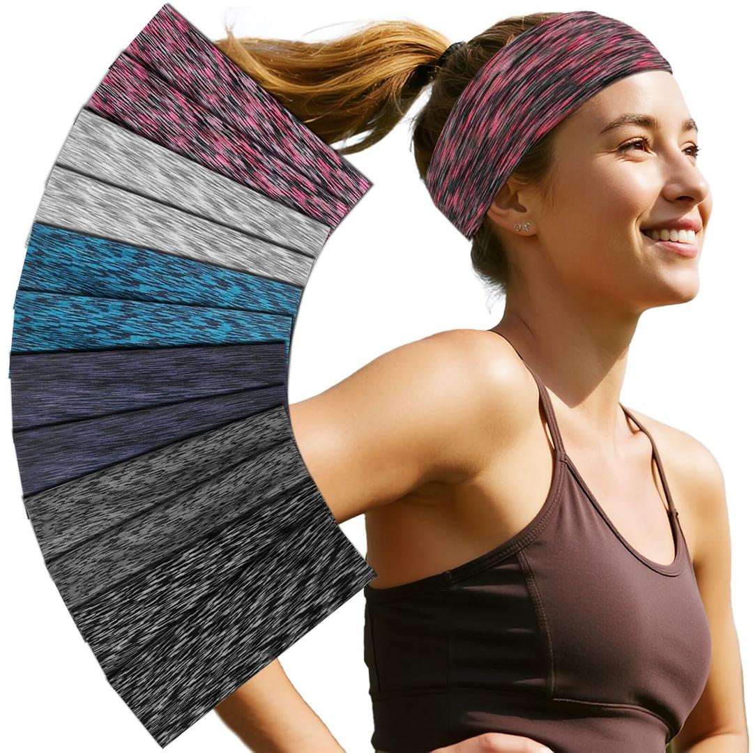 2 x Headbands For Women 12 Pack Headband Yoga Elastic Head Bands Women's Hair Band Workout Soft Sweat Hairbands Accessories