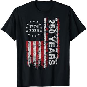 250 Years America Anniversary 250th Independence Day Freedom T-Shirt, XL