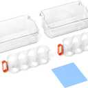 2PCS 240324502 Refrigerator Door Bin Shelf Replacement Compatible with Frigidaire, Kenmore Refrigerators, Replaces Part 240324510 240324511 240324513 240324514 (With 2 Pcs Can Organizer)