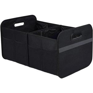 Car Trunk Organizer, Collapsible Multi-Compartment Auto Storage Box with 4 Pockets, Waterproof Oxford Fabric Car Trunk Container Accessories for Sedan SUV Truck (Black)
