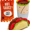 Prime Pets Plush Dog Toys Set, 3 Pack, Crinkle Squeaky Dog Toys, Food Shaped Pet Toy for Small Medium Large Dogs, Stuffed Puppy Chew Toy