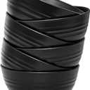 Unbreakable Wheat Straw Cereal Bowls Set of 6, 24 oz Microwave and Dishwasher Safe Lightweight Soup and Salad Bowl Sets, Reusable Dessert Bowls for Rice, Pasta, Snack, Fruit, BPA Free (Black)