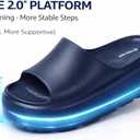 Platform Slides for Women and Men | Chunky Thick EVA Sole with Stable Support | Non-Slip for Daily Wear (9.5-10.5 Women/8-9 Men, Navy)