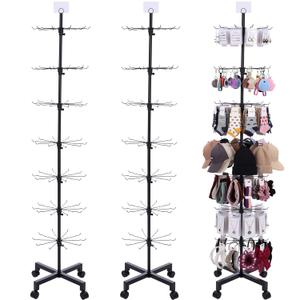Ripeng 2 Pcs 7-Tier Rotating Retail Display Stand Display Rack for Earring Keychains Jewelry Vendor Events and Stores Movable Adjustable Shop Spinner Black Ornament Holder
