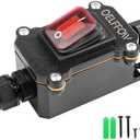 OELFFOW Waterproof On Off Toggle Switch Double Outlet with Red Light Rocker Button Inline Cord Switch DPST AC/DC 20A-125V,16A-250V,30A-24V,35A-12V, IP66