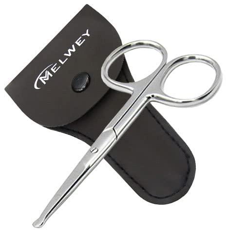 Rounded Stainless Steel Small Facial Hair Scissors, 3.7 Inches - Rounded Tip Scissors for Nose Hair, Mustache, Beard, Eyebrows, Eyelashes & Baby Nails