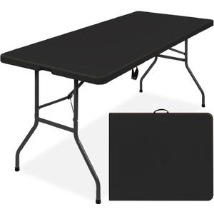 Simpli-Magic 6ft Plastic Folding Table, Indoor Outdoor Heavy Duty Portable w/Handle, Lock for Picnic, Party, Camping - Black (6 feet)