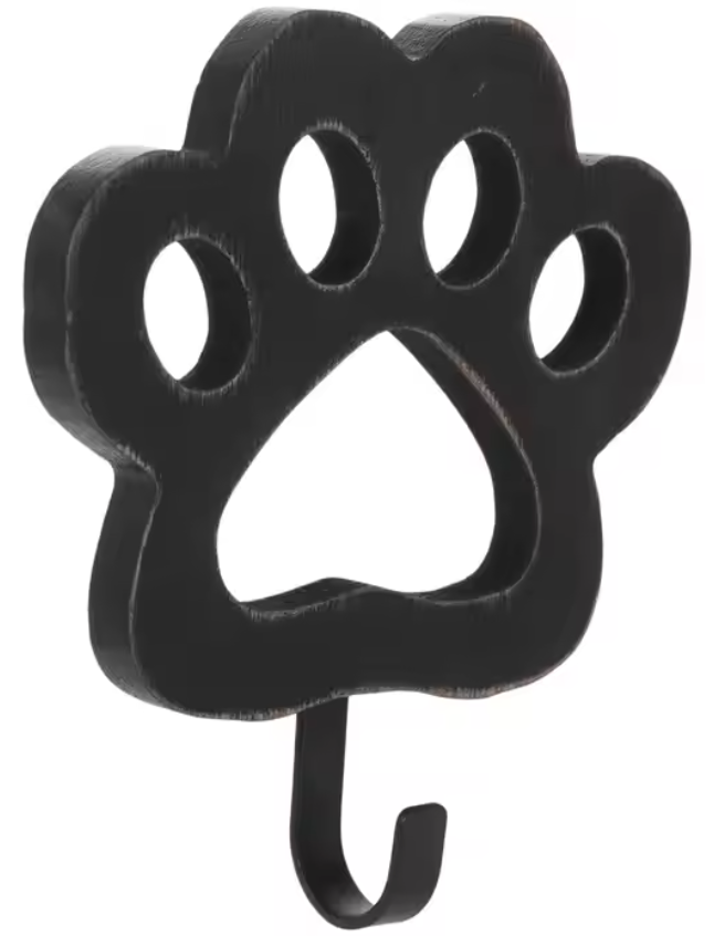 Black Paw Plaque With Hooks 5.91 x 1.77
