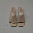 Shoe'N Tale Heeled Sandals For Women Square Open Toe Heeled Mules Chunky Block Low Heel Slip On Slides (10, Beige)
