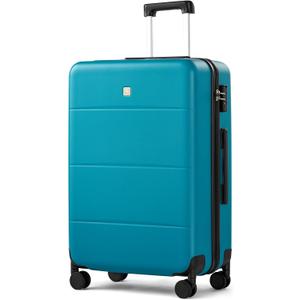 Hanke 26 Inch Checked Luggage Medium Hard Shell Suitcases with Wheels Lightweight Hard Case Luggage for Women Men(Caribbean Blue)