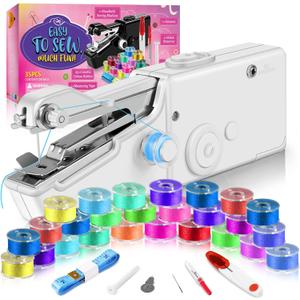 35PCS Accessories Automatic Handheld Sewing Machine, Mini Sewing Machine for Beginners & Adults, Easy to Use and Fast Stitch Suitable for DIY, Clothes, Home, Travel