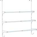 Auledio Adjustable Over The Door Triple Towel Rack with Hooks,Silver