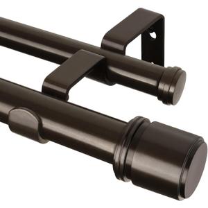 Double Curtain Rod 72 to 144 Inch, HOTOZON 1 Inch Heavy Duty Double Curtain Rods for Windows 60 to 140 Inches(5-11.6 ft), Telescoping Drapery Rod with Simple End Finials, Bronze