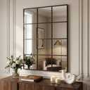 Suidia Wall Mirror, 36" x 48" Window Decorative Mirrors, Metal Framed Wall Decor Wall-Mounted Mirrors for Bedroom, Living Room, Entryway, Bronze