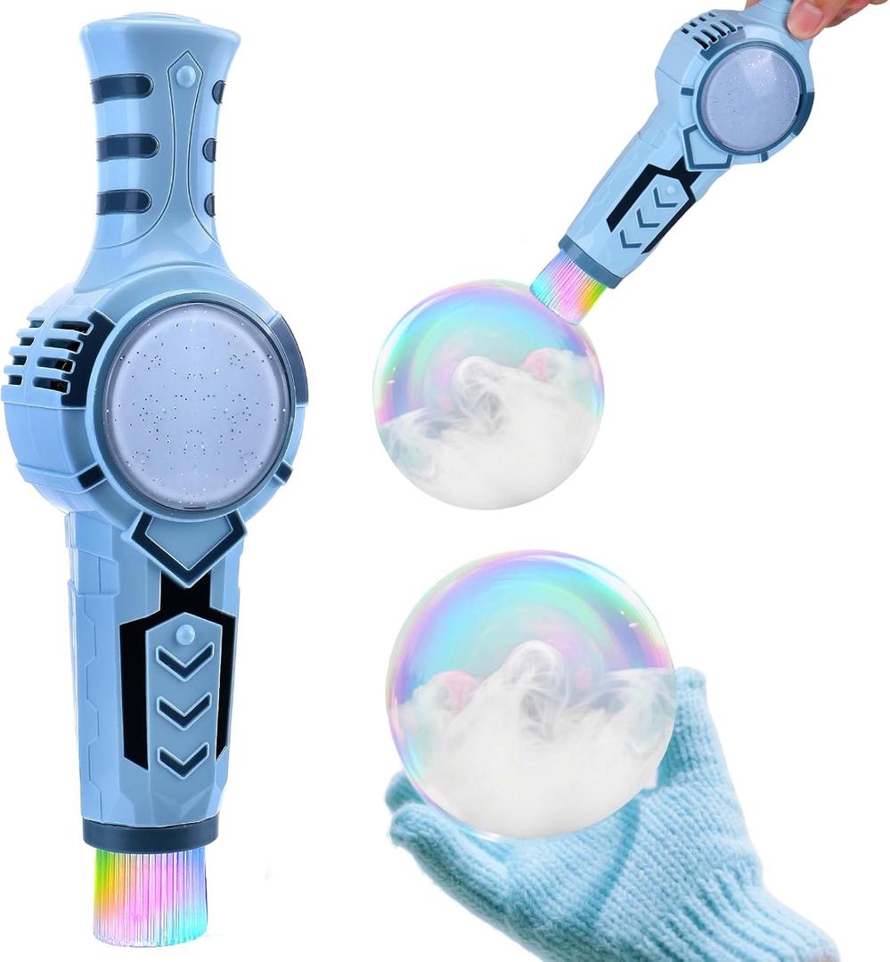 Colorful Bubble Machine with Smoke for Kids (1pcs Blue)