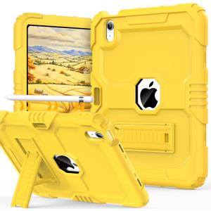 OKP Case for iPad (A16) 11th Generation 11 Inch 2025/ iPad 10th Generation 10.9'' 2022, Heavy Duty Shockproof Rugged i Pad 11/10 th Gen Protective Cover with Pencil Holder/Stand, Yellow