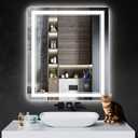 36"x28" LED Bathroom Mirror with Anti-Fog, Stepless Dimmable Lights, 3 Color Modes, Shatter-Proof Tempered Glass,Waterproof Design
