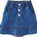 Girls Denim Lace Skirt Casual Mini Stretch Waist Flared Pleated Ruffle Short Jean Tutu Skirts for Kids (9-10 Years, Blue)