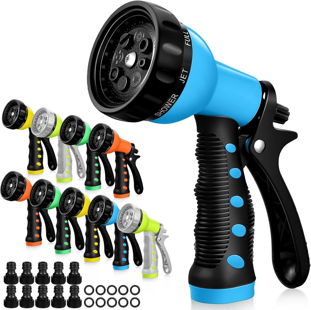 Tanlade 10 Pcs Adjustable Hose Nozzle Garden Hose Nozzle Sprayer Bulk High Pressure Hose Sprayer Water Hose Heavy Duty with 8 Adjustable Watering Patterns for Car Wash Watering Plants Showering Pets